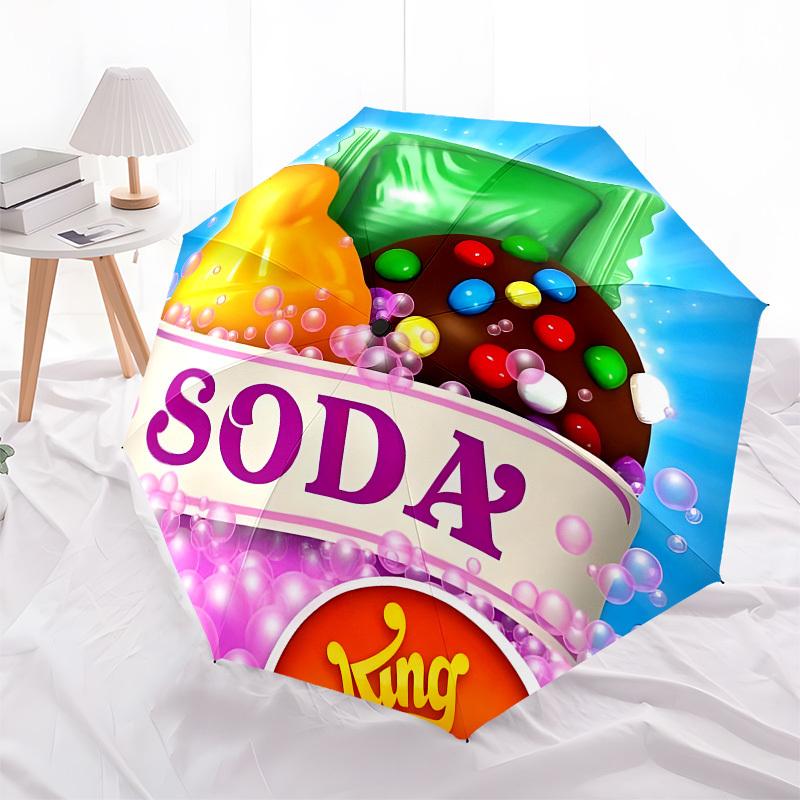 Candy Crush Soda Saga Automatic Opening and Closing, 8 rib Structure Portable Umbrella, Suitable for Men and Women in All Seasons  Perfect G