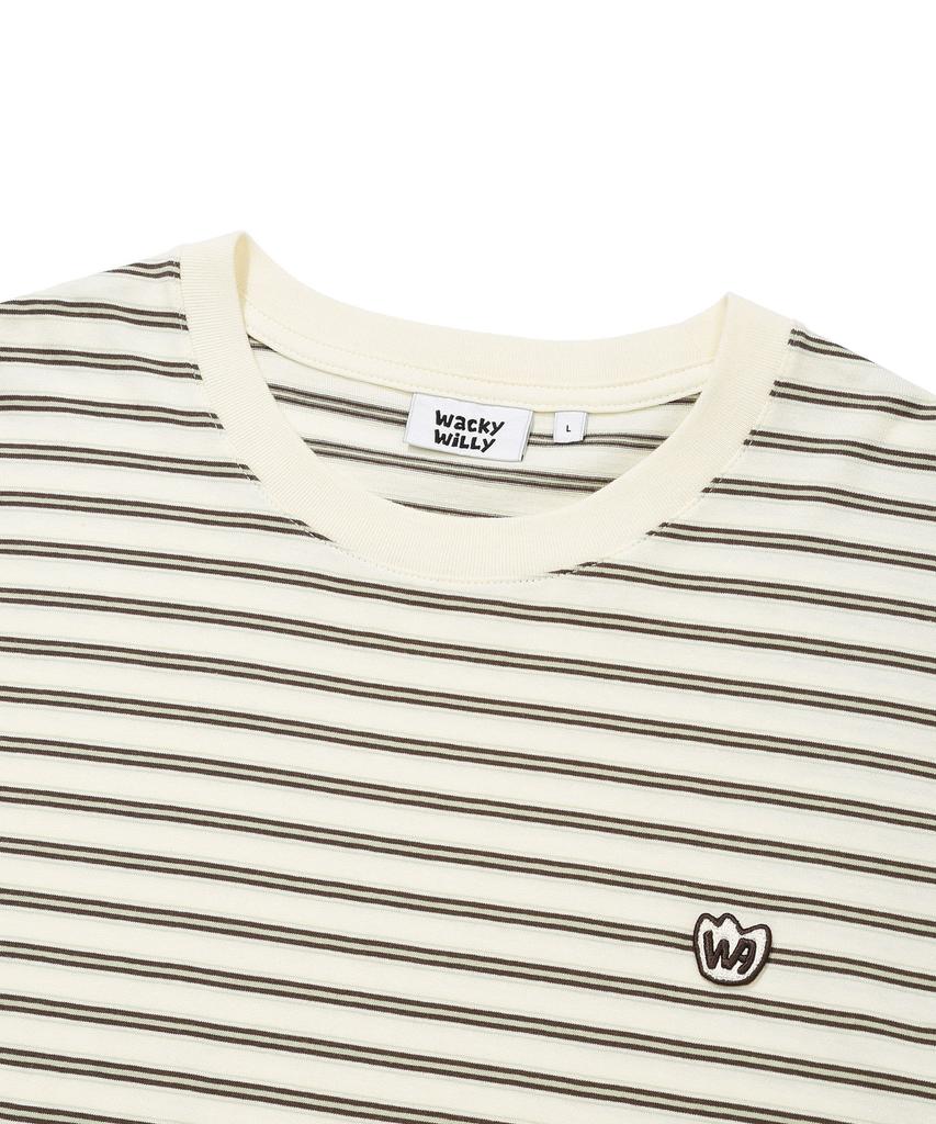 WACKY WILLY Multi-Stripe Wappen Short Sleeve T-Shirt Cream