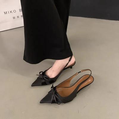 2024 Hochwertige Damenschuhe Baotou Damensandalen Mode Schmetterlingsknoten Kleid Sandalen Damen Neue Plus Size Heels Damen