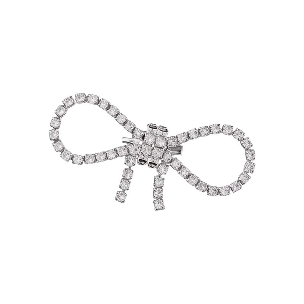 Fashion Elegant Bowknot Brooches Rhinestone Sparkling Brooches Pin Fastener Jewelry Cardigan Clip Waist Accessorizing