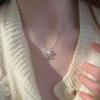 S925 Auspicious Clouds Ruyi Peace Lock Necklace - Ethnic Style Women's White Chalcedony Clavicle Chain