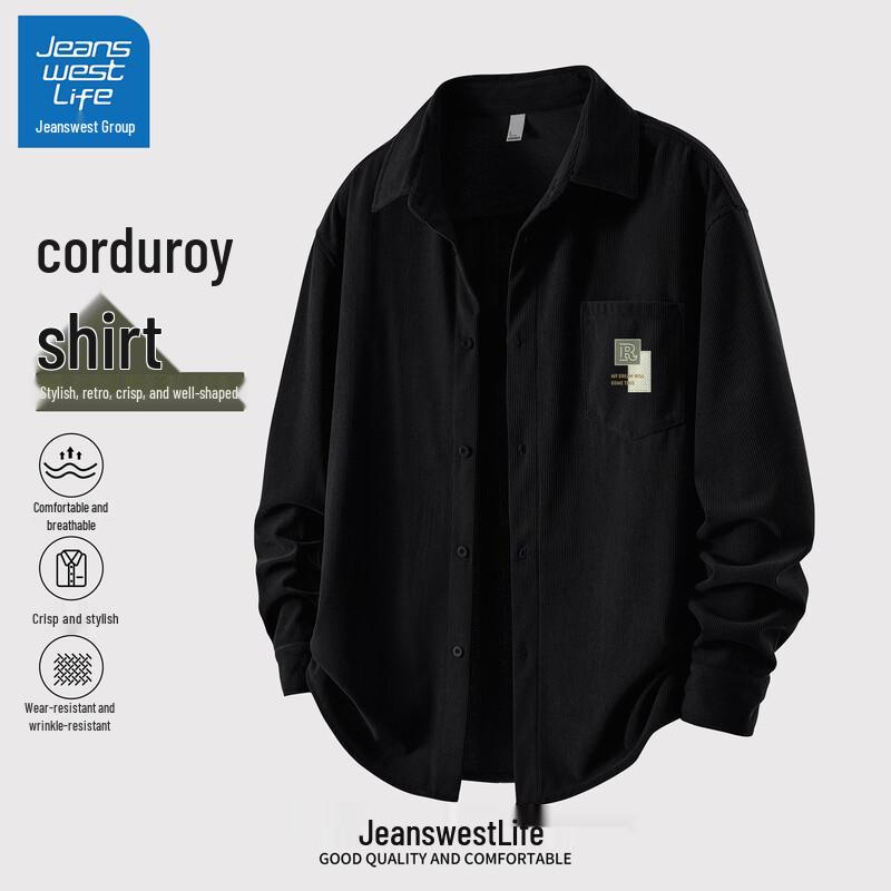 JEANSWEST LIFE Men s Corduroy Casual Long Sleeve Shirt 2XL