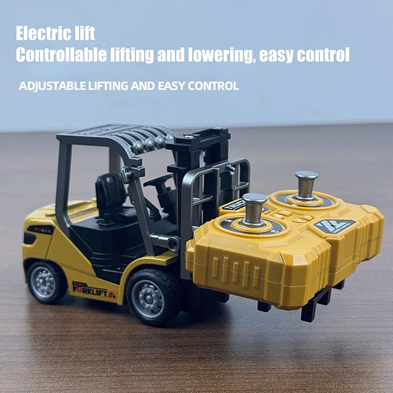 1/64 Remote-Controlled Alloy Forklift Engineering Vehicle Tabletop Toys Model Collection Gift For Boys