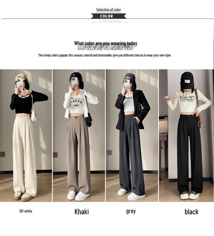 2026 Spring/Summer Women's High-Waisted Wide-Leg Floor-Length Pants