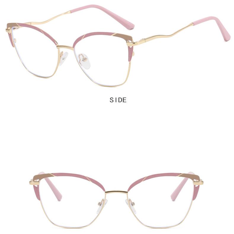 Ochelari de vedere pentru femei, rame metalice pentru ochelari, anti-lumină albastră, nouă ramă pentru ochelari, lentile prescrise pentru femei, care se potrivesc cu culorile