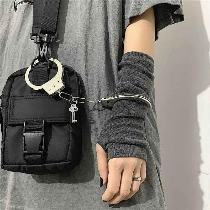 Women Men Gothic Lolita Glove Arm Cover Harajuku Arm Warmers Striped Fingerless Punk Long Wristband Fashion  Girls Gloves