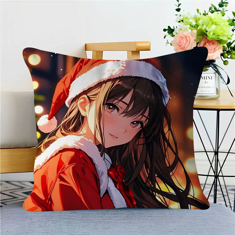 Christmas Anime Girls Pillowcases Home Bedding Decorative Pillow Cover Wedding Super Soft Pillow Case
