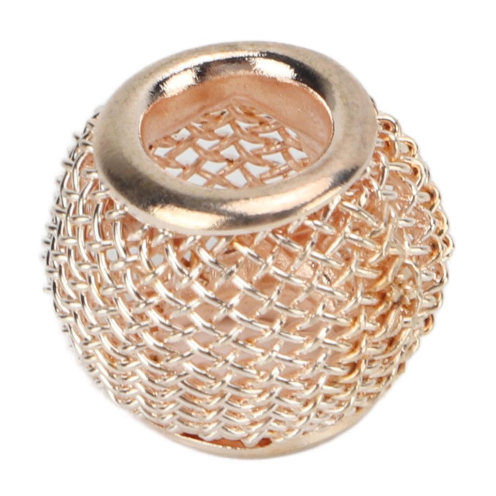 10 Pcs Spacer Beads Round Mesh Hollow Gold Plated   Spacer Beads   Hand Made Beading for Jewelry Making