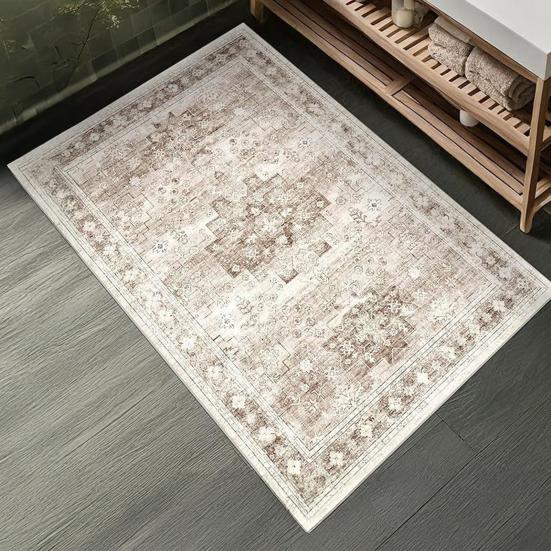 Retro Entrance Rug Ethnic Style Doormat Farmhouse Non-Slip Floor Mat Absorbent Living Room Rug for Entryway Kitchen Bathroom
