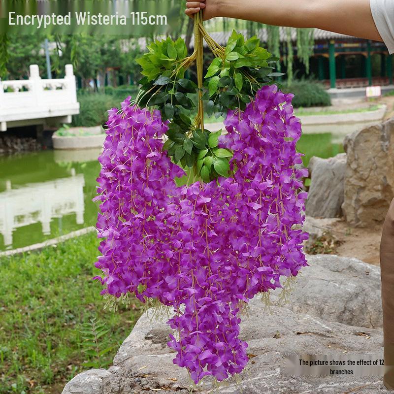Artificial Wisteria Flower Garland: Violet Hanging Silk Vine for Weddings and Ceiling Decor