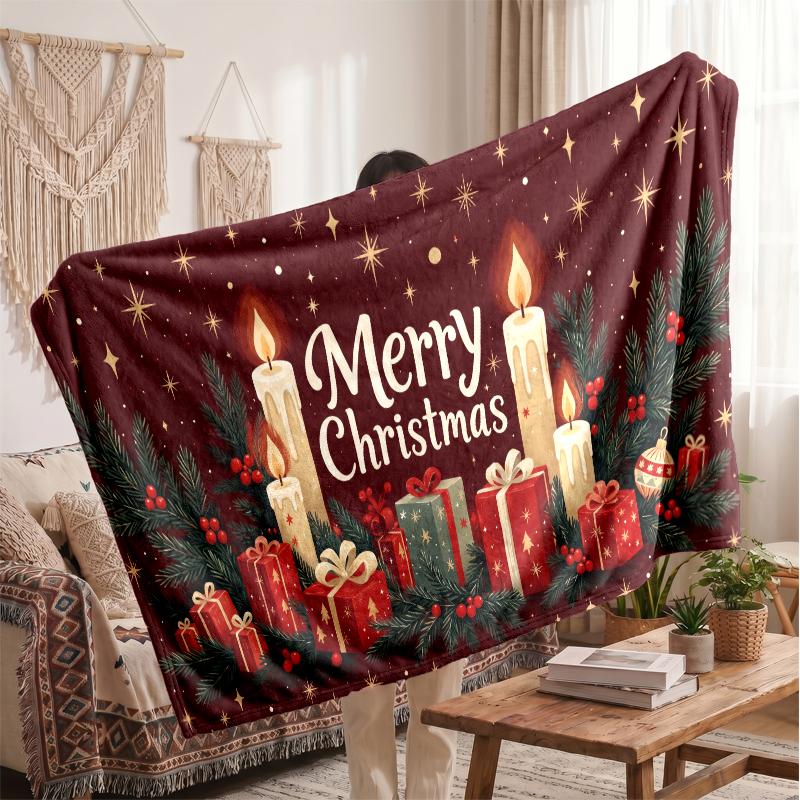 Christmas Flannel Throw Blanket Soft Warm Cozy For Sofa Bed Indoor Home Use Great Holiday Gift