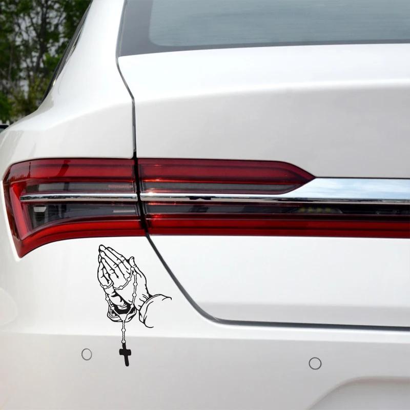 Prayer Gesture Car Body Sticker Buddha Hand Prayer Bead Holy Crucifix Style Car Sticker for Car Motorcycle Decorative Stickers
