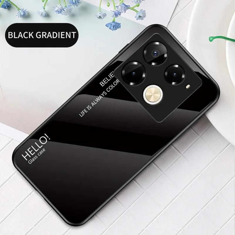 

Защитный чехол из закаленного стекла с градиентом для Infinix Note 40 Pro 30 Infinix Hot 40 Pro 40i 30i 20s 20i Smart 8 7, глянцевый чехол Infinix Note 40 Pro 4G чёрный
