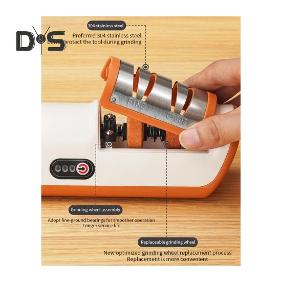 Elektrický ořezávátko nožů dobíjecí 2stupňový bezpečnostní design ořezávátko nůžek do kuchyně Rychlý a účinný nástroj na broušení čepelí