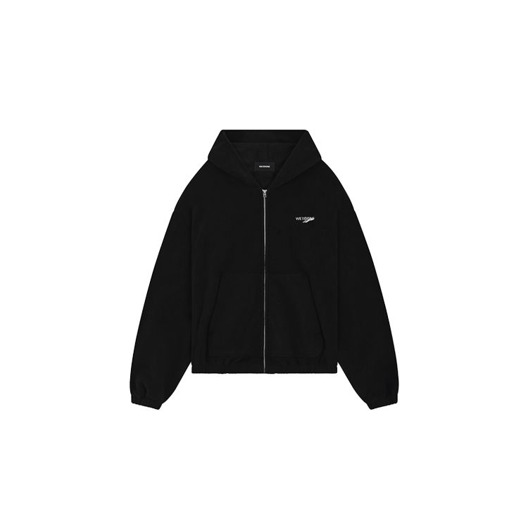WE11DONE Solid Color Zipper Hoodie With Letter Print Long Sleeve Sweatshirt Men sweatshirt Black WD-TJ3-23-826-U-BK