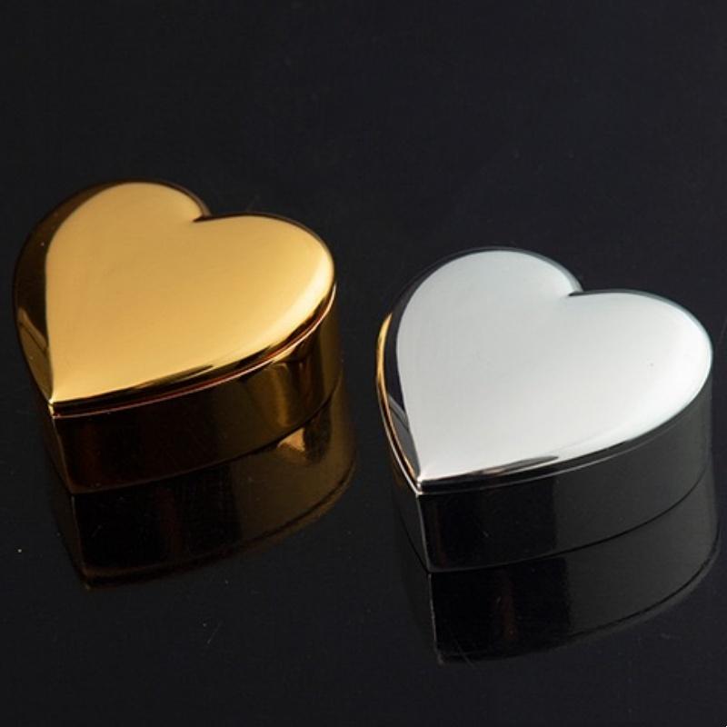Metal Heart Shape Jewelry Storage Box Organizer Exquisite Earrings Ring Storage Jar Dresser Display Couple Unique Festival Gift