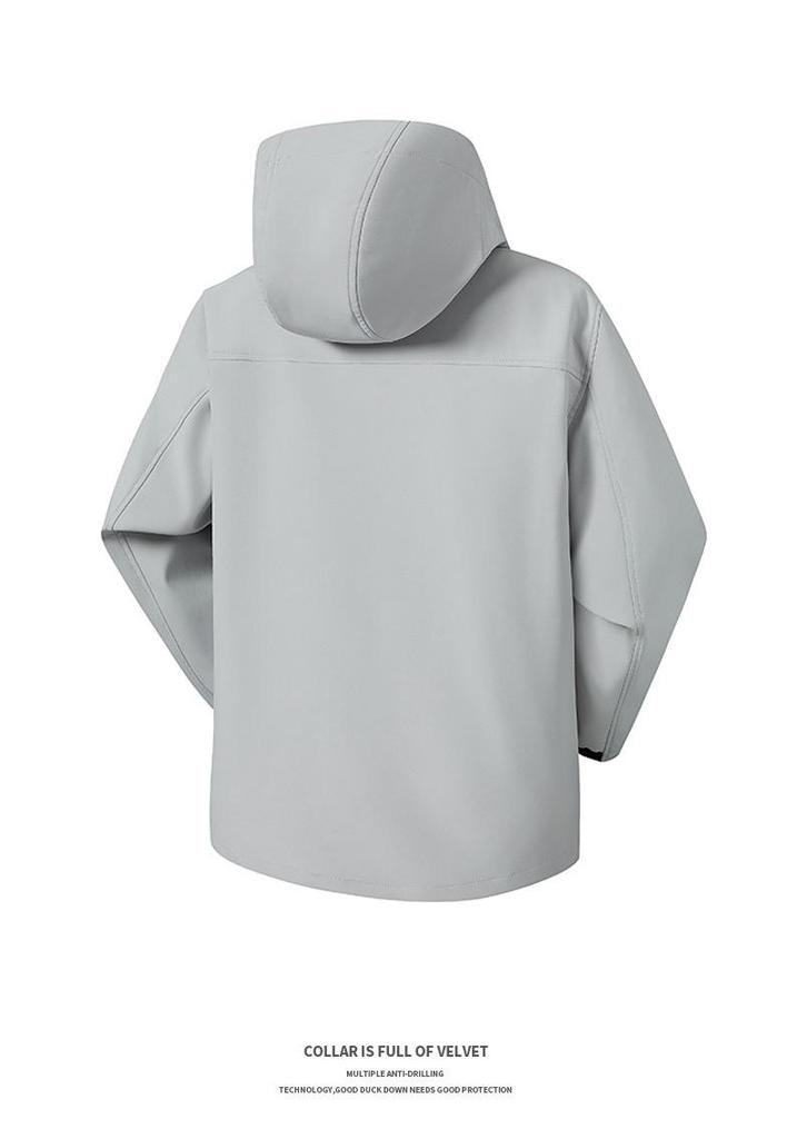 New 3D Cut Windproof Waterproof Hooded Softshell Jacket for Couples - Spring/Autumn Mountaineering