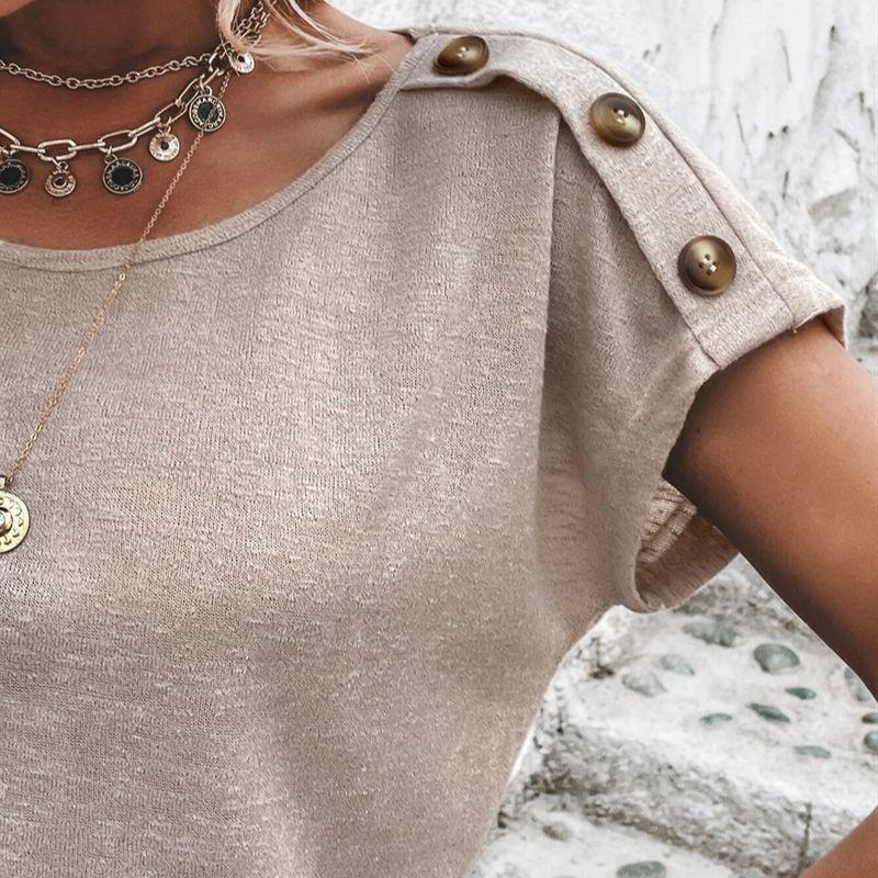 Short Sleeve Summer Loose Women Blouse Fashion Elegant Solid Color Shirts Ladies Buttons 2026 Casual Simple Office Tops Basic Clothing