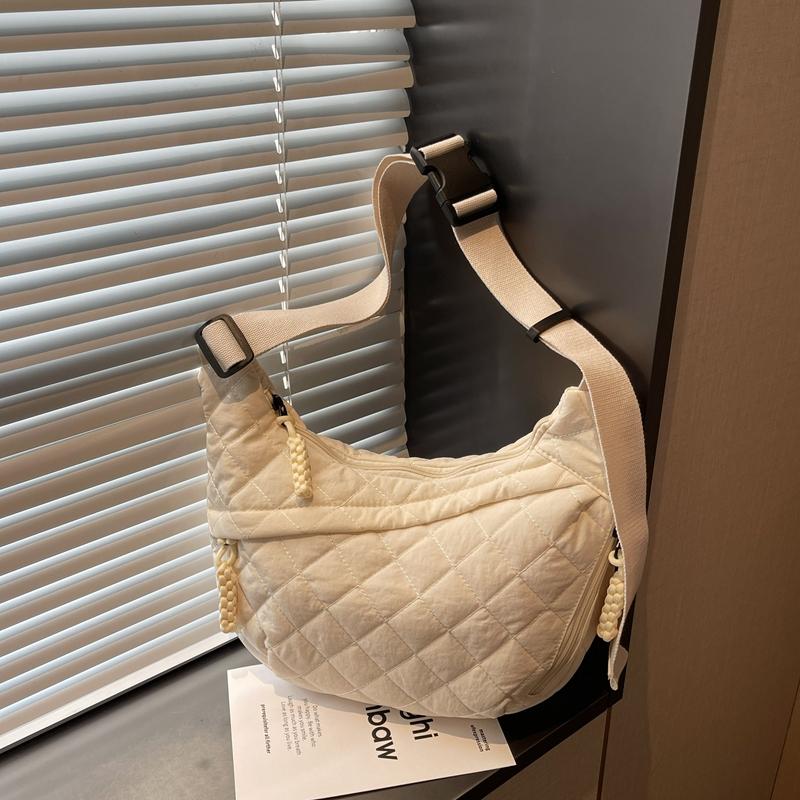 Large Capacity Commuter Shoulder Bag Women's Rhombic Lightweight Crossbody Bag