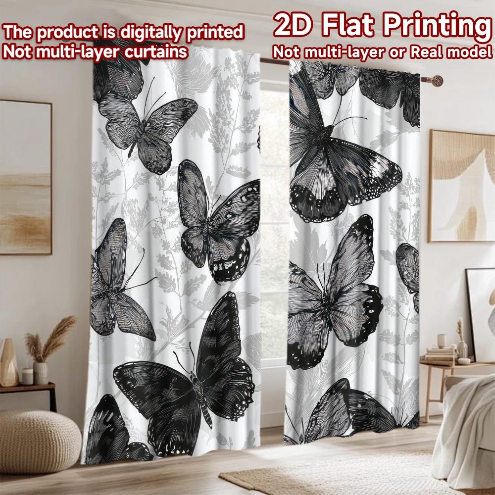 1pc 2D flat Photography Backdrop Tapestry Black Butterflies and Leaves 100% Polyester Festive Backdrops Use for Home and party