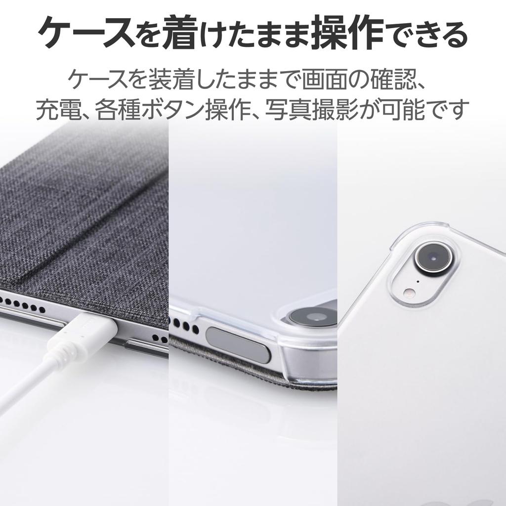 Elecom IPad mini7 Pro mini6 6. Generation Hülle Stoff transparente Rückseite 2 Winkel schwarz (A17 2024) TB-A24SWVCBK
