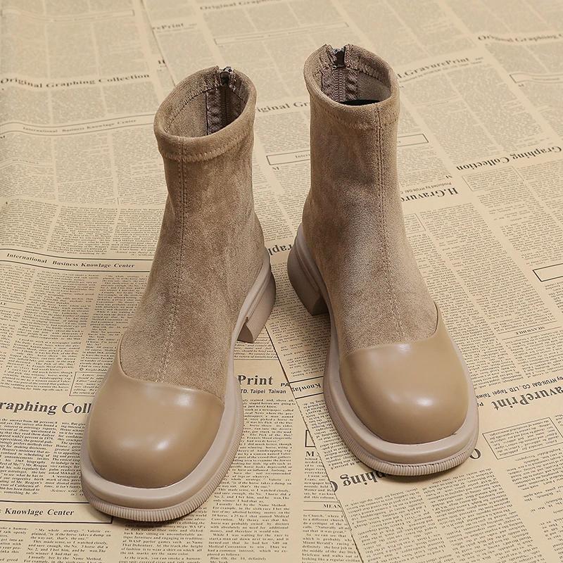 Fashion 2024 High Quality Women's Shoes Back Zip Women's Boots Fashion Round Toe Modern Boots Women Brand Short Plush Ankle Bootszapatos