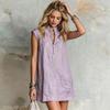 Women Stand Collar Half Zip Sleeveless Loose Fit Casual Vacation Dress Lightweight Relaxed Style