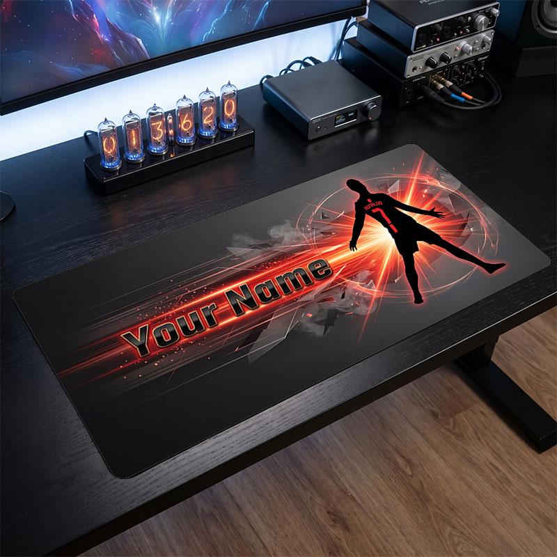 Tappetino Mouse Grande Personalizzato Cristiano Ronaldo, Stampa Testo Nome Personalizzato, Tappetino Scrivania Antiscivolo Logo Calcio Regalo Gaming