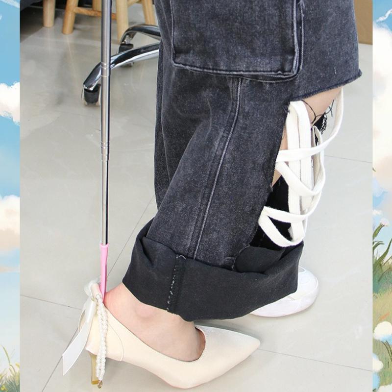 1Pc Stainless Steel Retractable Shoehorn Long Handle Household Shoe Puller Shoe Puller Shoe Puller