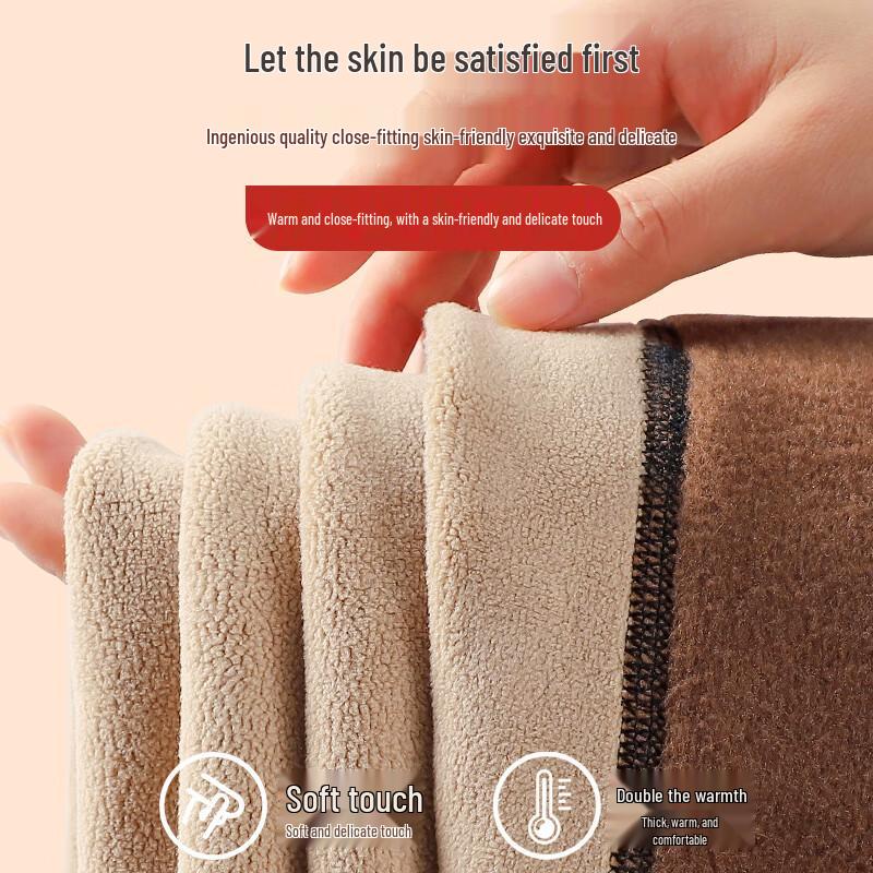 Langsha Men's Lambswool Fleece Lined Thermal Pants with Knee Support