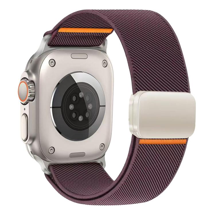 Elastic‑Nylon Replacement Watch‑Strap With Magnetic‑Buckle, Stretch Adjustable Wrist‑Bracelet Accessory For Apple Watch 38/40/41/42mm