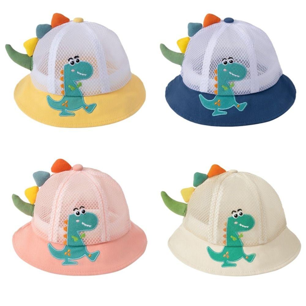 Cute Little Dinosaur Children Fisherman Cap Breathable Anti-UV Sunscreen Hat Mesh Bucket Hat