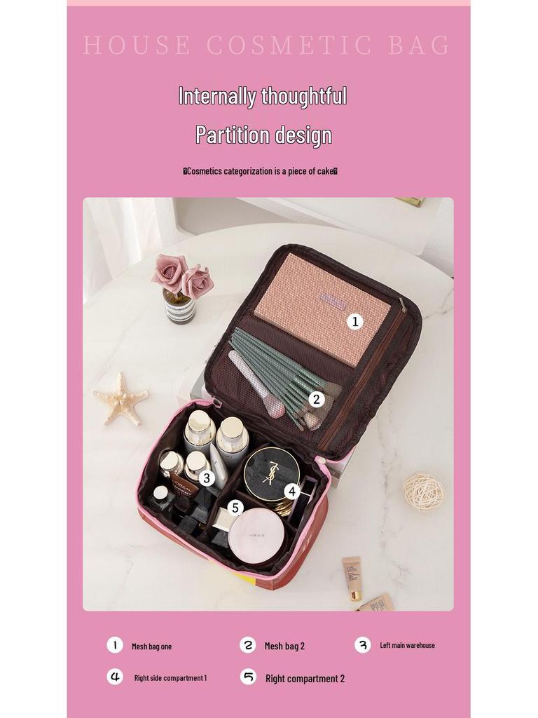 *Cute & Spacious 2025 Waterproof Makeup Bag for Women - Portable, Large Capacity, Ideal for Travel Toiletries*