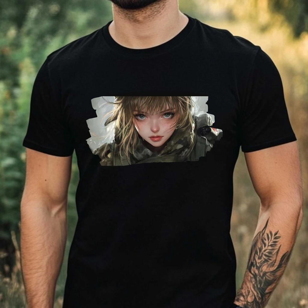 T-Shirt Herren Army Anime Girl Motiv Baumwolle Größe XS bis 5XL