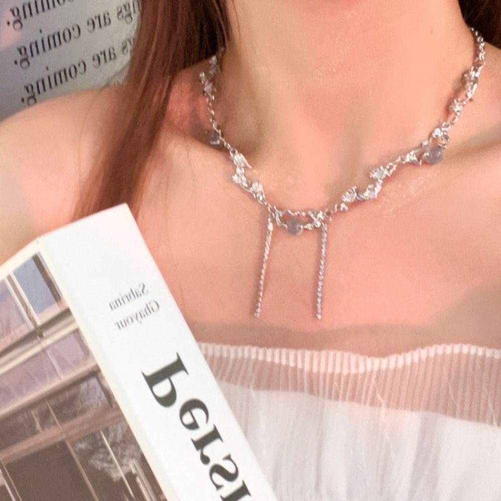

Zircon Clavicle Choker Silver Korean Style Jewelry Trendy Choker Necklace Accessories