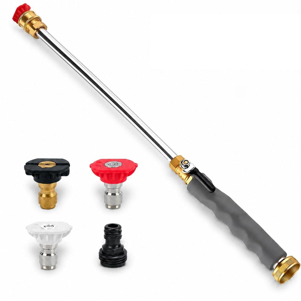 3 In 1 Jet Nozzle Power Washer for Garden Hose,High Pressure Wand with 3 High-Pressure Nozzles - Heavy Adjustable Duty Brass Connector,for Car, Patio,