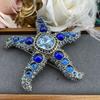 Middle Style Heavy Industry Crystal Seastar Badges Pin For Women Men Fashion Classic Baroque Decoration Party Banquet Brooch