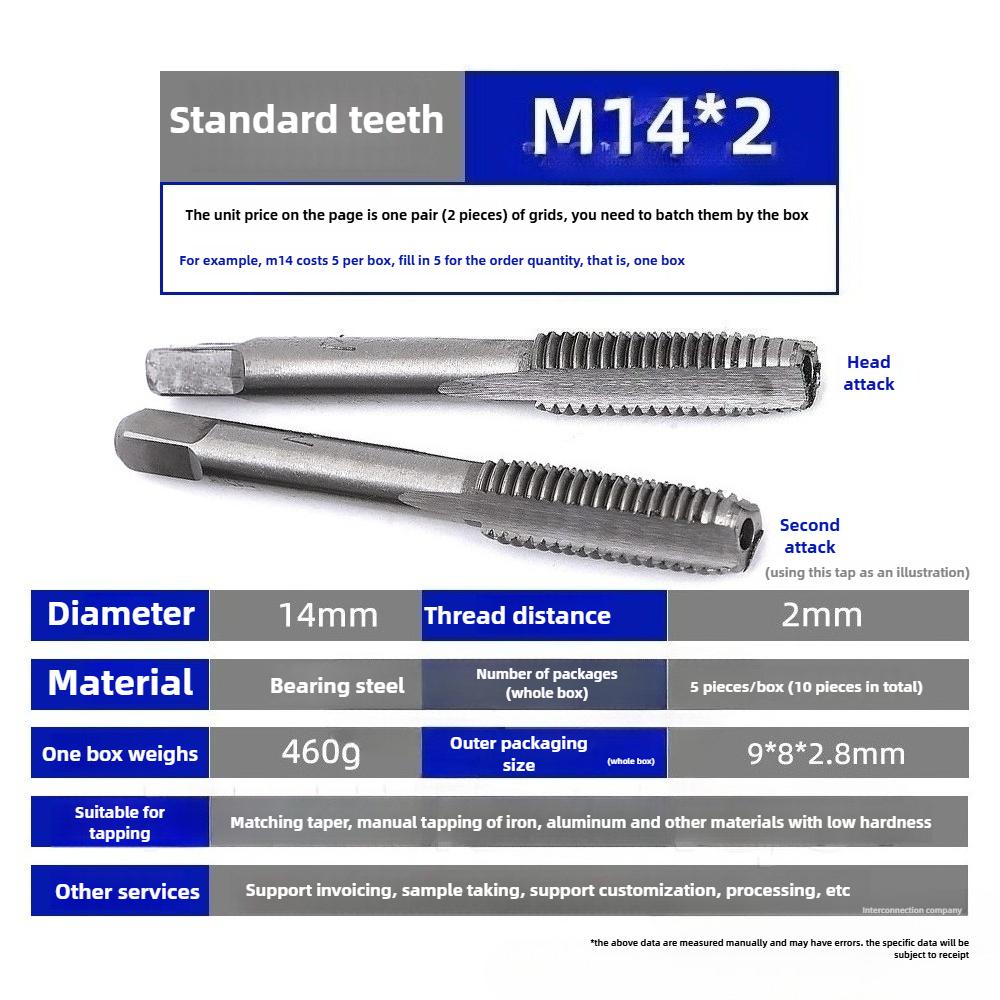 High Speed Steel Thread Tap Set M3-M24 Straight Fluted Hand Taps for DIY Woodworking Machinery