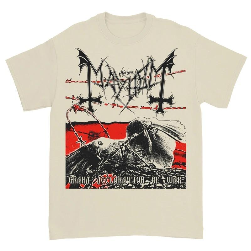 Men T-shirts Mayhem Norwegian Band Black Metal Rock Dark Wind Red American Retro Punk Street Men's and Women's Crewneck T-shirts