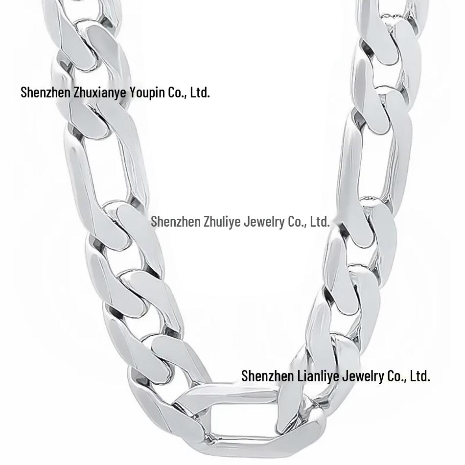 European & American Men's 12MM Silver-Plated Flat Curb Chain Necklace by TikTok TEMU