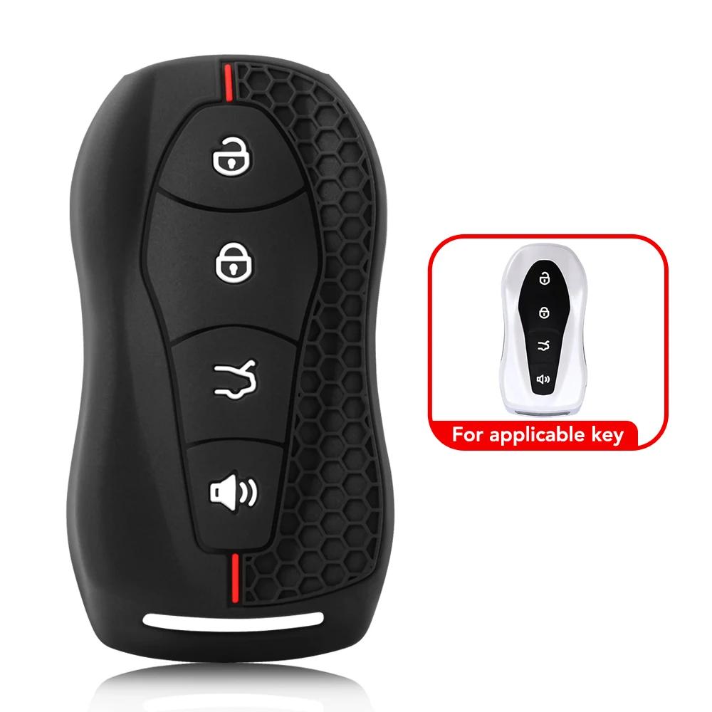 

Силиконовый чехол для ключа автомобиля Держатель Ракушка Автомобильный пульт ДУ Держатель Ракушка Защита для Geely Tugella 2020 Boyue Atlas Pro Gili Tugella чёрный