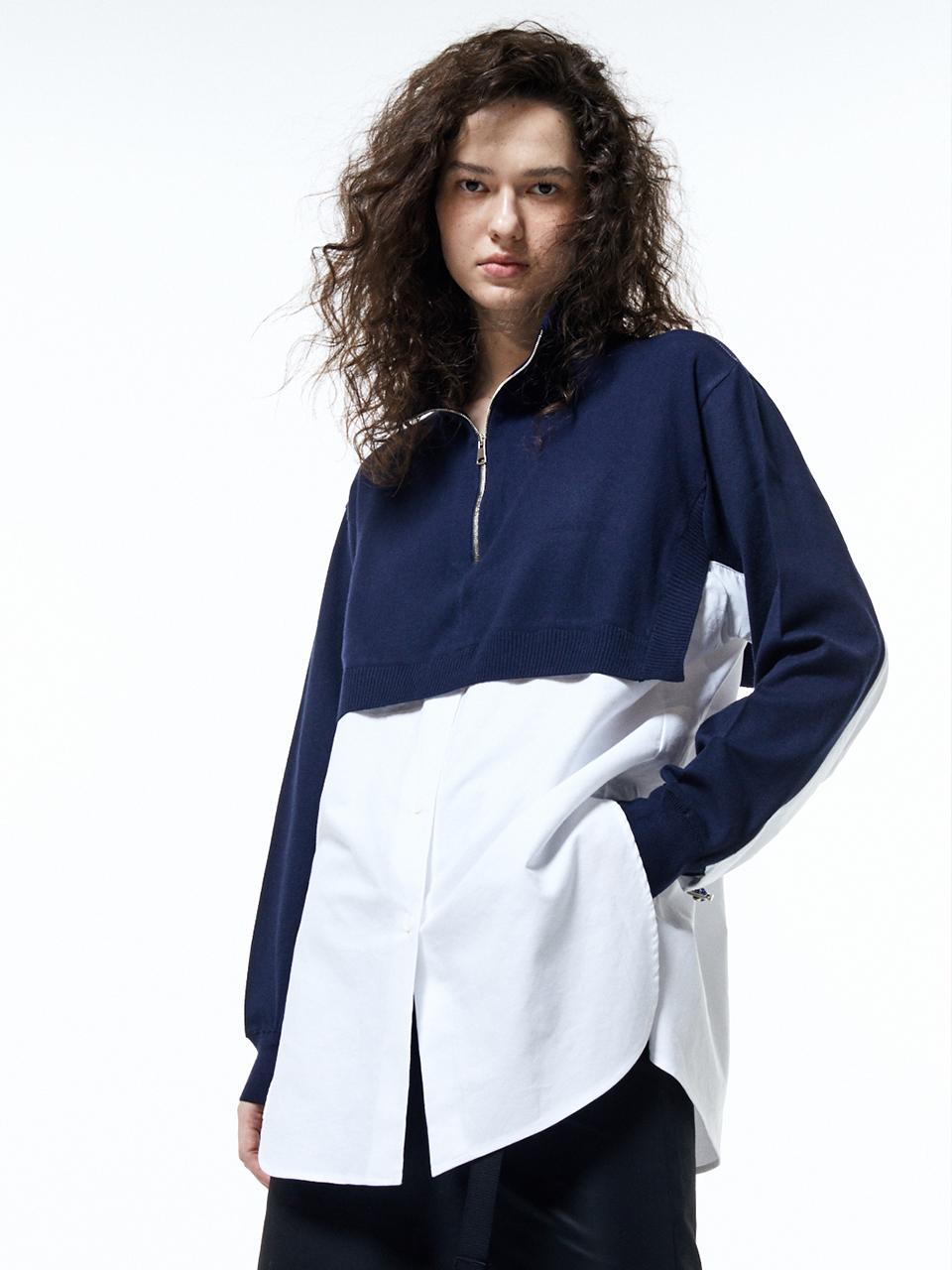 House 072C Knit Shirts Mix Top Navy 00 (S)