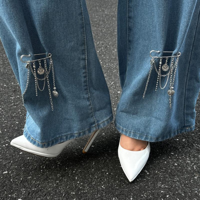Handgefertigt Niedlich Sicherheitsnadel Kette Abzeichen Brosche Pin Anhänger Perlen Ästhetisch Quaste Kette Herz Anhänger