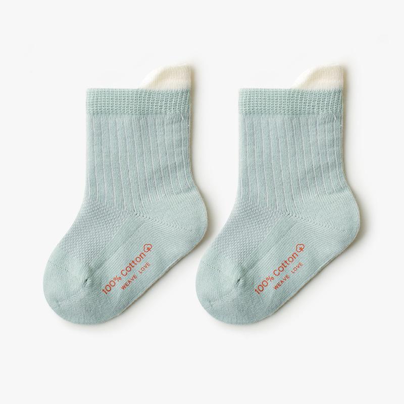 Spring Summer Thin Baby Socks Mesh Breathable Infant Boy Girl Middle Tube Socks Solid Color Cotton Kids Short Socks