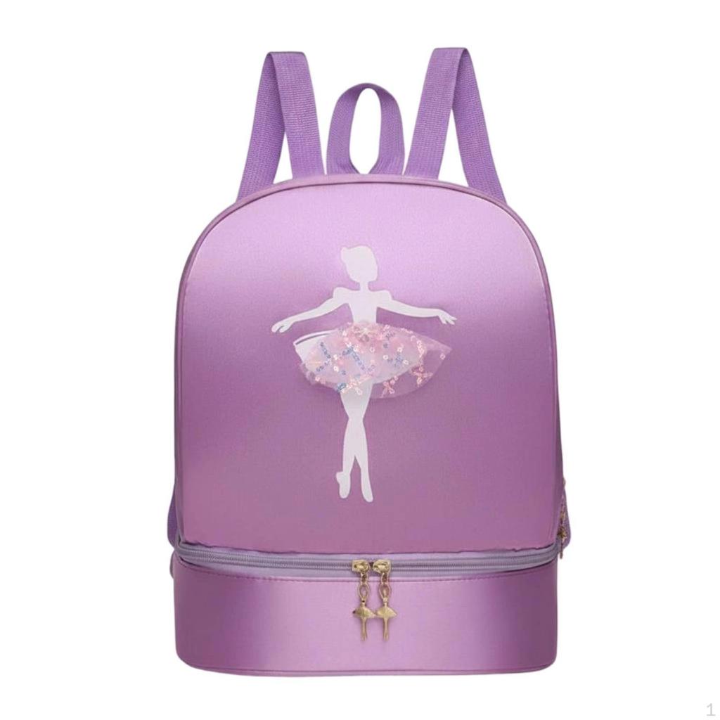 Dance Bag Shoe Compartment Large Capacity Girls Ballet Backpack Sequin Design Princess for