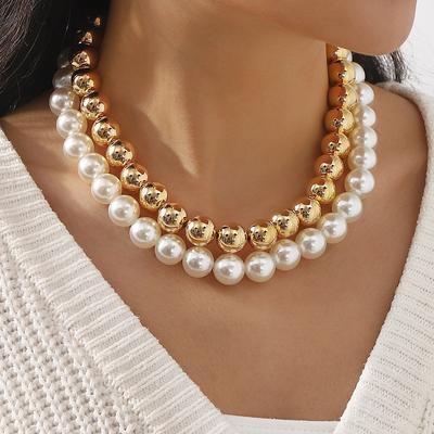 Fashion Short Beaded Necklace Choker Personality Punk Temperament Pearl Collarbone Chain