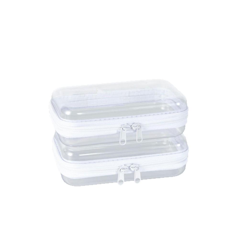 Large Clear Zipper Travel Organizer Bag for Pet Clothes & Toiletries - Hard Storage Box with High Capacity