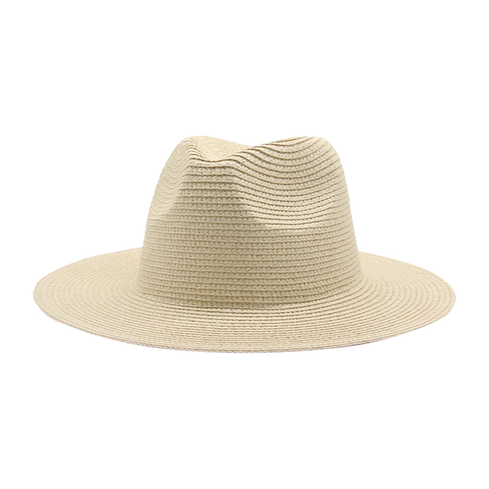Panama Straw Hat Wide Brim Braided Paper Fedora Beach Outdoor Sun Protection Hat Unisex Couple Hat One Size