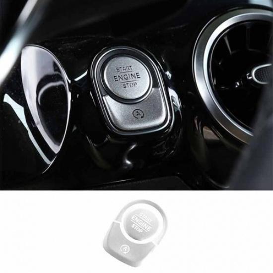 Cover Trim Inner One-Click Startup Button For Benz GLA Silver Aluminum -