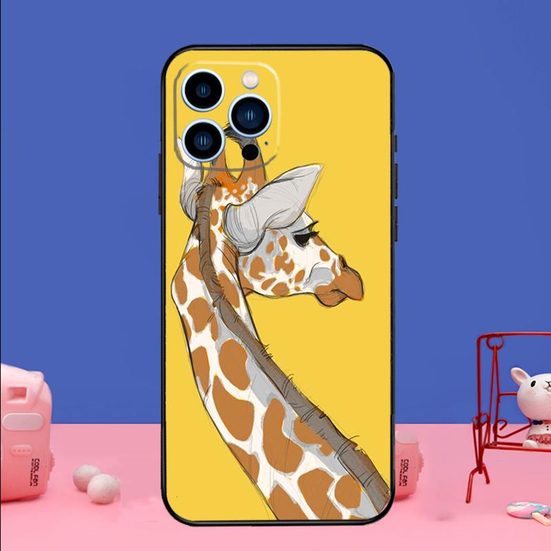 Cute Cartoon Giraffe Phone Case For iPhone 17 Air 16 15 14 11 12 13 Pro Max 13 mini 15 16 Plus 16e Bumper Cover